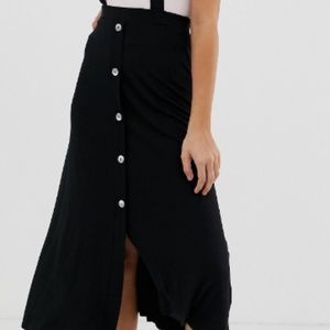 ASOS DESIGN button front midi pinafore skirt